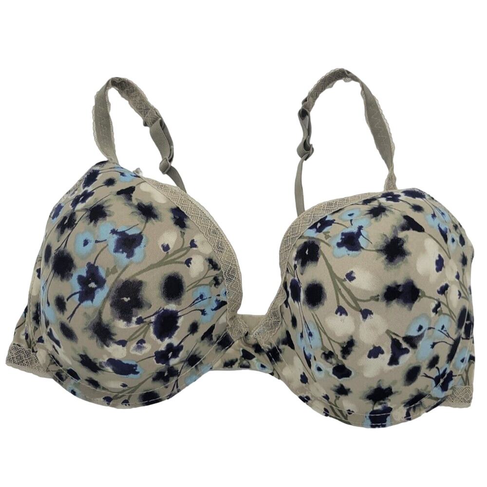 Anne Klein Green Floral Print Adjustable Underwire Bra Size 34DD‎